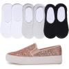 image:imageFEVERSOLE Womens Fashion SlipOn Sneaker Loafers Rose Gold 7 M US Bound with No Show Socks Women Ankle Low Cut Thin Socks 3 Colors 6 Pairs