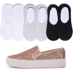 image:imageFEVERSOLE Womens Fashion SlipOn Sneaker Loafers Rose Gold 7 M US Bound with No Show Socks Women Ankle Low Cut Thin Socks 3 Colors 6 Pairs
