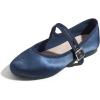 image:imageFEVERSOLE Womens Soft Cushion Extra Padded Comfort Round Toe Mary Jane Metal Buckle Fashion Ballet Flats Walking ShoesNavy Satin Mary Jane