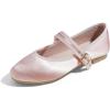 image:imageFEVERSOLE Womens Soft Cushion Extra Padded Comfort Round Toe Mary Jane Metal Buckle Fashion Ballet Flats Walking ShoesPink Satin Mary Jane
