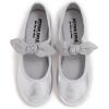 image:imageFEVERSOLE Girls Cute Dress Mary Jane Shoes Little Kids Casual Buckle Strap FlatsVegan Leather Bow Elastic Maryjane Silver