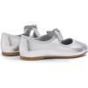 image:imageFEVERSOLE Girls Cute Dress Mary Jane Shoes Little Kids Casual Buckle Strap FlatsVegan Leather Bow Elastic Maryjane Silver