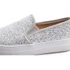 image:imageFEVERSOLE Womens Fashion SlipOn Sneaker Loafers Ice Silver Size 7 M US Bound with No Show Socks Women Ankle Low Cut Thin Socks 3 Colors 6 Pairs