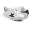 image:imageFEVERSOLE Womens Featured PU Leather Colorful Lace Up SneakerWhite Glitter Brown Star