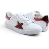 image:imageFEVERSOLE Womens Featured PU Leather Colorful Lace Up SneakerWhite Glitter Burgundy Star