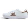 image:imageFEVERSOLE Womens Featured PU Leather Colorful Lace Up SneakerWhite Glitter Rose Gold Star