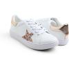 image:imageFEVERSOLE Womens Featured PU Leather Colorful Lace Up SneakerWhite Glitter Rose Gold Star