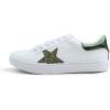 image:imageFEVERSOLE Womens Featured PU Leather Colorful Lace Up SneakerWhite Glitter Yellow Green Star