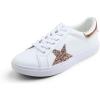 image:imageFEVERSOLE Womens Featured PU Leather Colorful Lace Up SneakerWhite Glitter Rose Gold Star