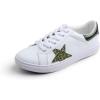 image:imageFEVERSOLE Womens Featured PU Leather Colorful Lace Up SneakerWhite Glitter Yellow Green Star
