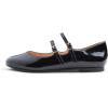 image:imageFEVERSOLE Womens Mary Jane Fashion Round Toe Double Straps Slip On FlatsMaryjane Two Straps Black Patent