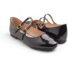 image:imageFEVERSOLE Womens Mary Jane Fashion Round Toe Double Straps Slip On FlatsMaryjane Two Straps Chocolate Patent