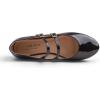 image:imageFEVERSOLE Womens Mary Jane Fashion Round Toe Double Straps Slip On FlatsMaryjane Two Straps Chocolate Patent
