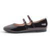 image:imageFEVERSOLE Womens Mary Jane Fashion Round Toe Double Straps Slip On FlatsMaryjane Two Straps Chocolate Patent