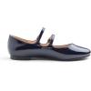 image:imageFEVERSOLE Womens Mary Jane Fashion Round Toe Double Straps Slip On FlatsMaryjane Two Straps Dark Blue Patent