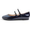 image:imageFEVERSOLE Womens Mary Jane Fashion Round Toe Double Straps Slip On FlatsMaryjane Two Straps Dark Blue Patent