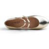 image:imageFEVERSOLE Womens Mary Jane Fashion Round Toe Double Straps Slip On FlatsMaryjane Two Straps Gold