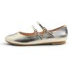image:imageFEVERSOLE Womens Mary Jane Fashion Round Toe Double Straps Slip On FlatsMaryjane Two Straps Gold