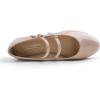 image:imageFEVERSOLE Womens Mary Jane Fashion Round Toe Double Straps Slip On FlatsMaryjane Two Straps Powder Nude Patent
