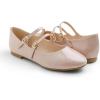 image:imageFEVERSOLE Womens Mary Jane Fashion Round Toe Double Straps Slip On FlatsMaryjane Two Straps Powder Nude Patent