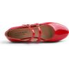 image:imageFEVERSOLE Womens Mary Jane Fashion Round Toe Double Straps Slip On FlatsMaryjane Two Straps Red Patent