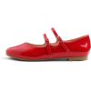 image:imageFEVERSOLE Womens Mary Jane Fashion Round Toe Double Straps Slip On FlatsMaryjane Two Straps Red Patent