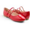 image:imageFEVERSOLE Womens Mary Jane Fashion Round Toe Double Straps Slip On FlatsMaryjane Two Straps Red Patent