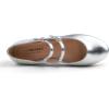 image:imageFEVERSOLE Womens Mary Jane Fashion Round Toe Double Straps Slip On FlatsMaryjane Two Straps Silver
