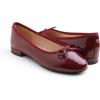 image:imageFEVERSOLE Womens Round Toe Low Heel Bow Tie Dress Pump ShoesBurgundy Patent Vegan Leather