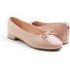 image:imageFEVERSOLE Womens Round Toe Low Heel Bow Tie Dress Pump ShoesPowder Nude Patent Vegan Leather
