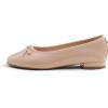 image:imageFEVERSOLE Womens Round Toe Low Heel Bow Tie Dress Pump ShoesPowder Nude Patent Vegan Leather