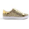 image:imageFEVERSOLE Womens Fashion Lace Up Dress Sneakers Sparkly Party Shiny ShoesGold Glitter Star Laceup 1405