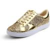 image:imageFEVERSOLE Womens Fashion Lace Up Dress Sneakers Sparkly Party Shiny ShoesGold Glitter Star Laceup 1405