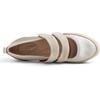 image:imageFEVERSOLE Womens Cushion Padded Mary Jane Sneakerina Double Straps Comfort Casual Soft Fabric Sporty BalletsBeige Fabric Mf Two Straps