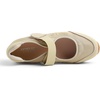 image:imageFEVERSOLE Womens Cushion Padded Sport Wide Toe Box Mary Jane Comfort Casual Soft Fabric Genuine Suede Ballet SneakerinaBeige Fabric Genuine Suede