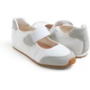 image:imageFEVERSOLE Womens Cushion Padded Sport Wide Toe Box Mary Jane Comfort Casual Soft Fabric Genuine Suede Ballet SneakerinaWhite Fabric Genuine Suede