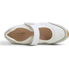 image:imageFEVERSOLE Womens Cushion Padded Sport Wide Toe Box Mary Jane Comfort Casual Soft Fabric Genuine Suede Ballet SneakerinaWhite Fabric Genuine Suede
