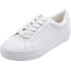 image:imageFEVERSOLE Womens Fashion Platform Vegan Leather Daily Casual Lace Up SneakerWhite Platform Laceup