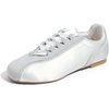 image:imageFEVERSOLE Womens Fashion Cushion Padded Ballet Flats Comfort Casual Soft Fabric Ballerina SneakerWhite Grey Satinmf
