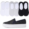 image:imageFEVERSOLE Womens Fashion SlipOn Sneaker Loafers Navy 8 M US Bound with No Show Socks Women Ankle Low Cut Thin Socks 3 Colors 6 Pairs
