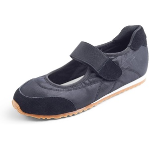 image:imageFEVERSOLE Womens Cushion Padded Sport Wide Toe Box Mary Jane Comfort Casual Soft Fabric Genuine Suede Ballet SneakerinaBlack Fabric Genuine Suede