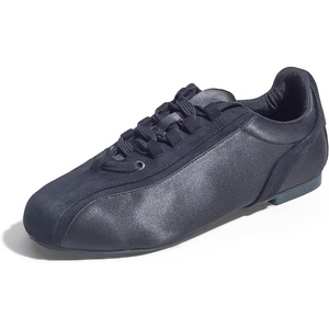image:imageFEVERSOLE Womens Fashion Cushion Padded Ballet Flats Comfort Casual Soft Fabric Ballerina SneakerBlack Satinmf