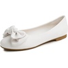 image:imageFeversole Womens Round Toe Cute Bow Trim Ballet FlatsWhite Vegan Leather Twist Bow