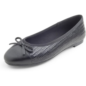 image:imageFEVERSOLE Womens Bow Tie Fashion Dress Slip On Shoes Cap Toe Ballet FlatBlack Vegen Leather Knit S Pattern