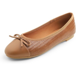 image:imageFEVERSOLE Womens Bow Tie Fashion Dress Slip On Shoes Cap Toe Ballet FlatCamel Vegen Leather Knit S Pattern