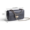 image:imageFEVERSOLE Crossbody Bag Vegan Leather Women Retro Small Saddle Satchel Shoulder Bag Tote With Long Adjustable StrapBlack Solid Vegan Leather With Metal Chain New Buckle