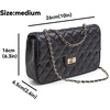 image:imageFEVERSOLE Crossbody Bag Vegan Leather Women Retro Small Saddle Satchel Shoulder Bag Tote With Long Adjustable StrapLarge Black Quilted Vegan Leather With Metal Chain