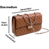 image:imageFEVERSOLE Crossbody Bag Vegan Leather Women Retro Small Saddle Satchel Shoulder Bag Tote With Long Adjustable StrapLarge Camel Quilted Vegan Leather With Metal Chain