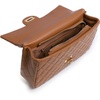 image:imageFEVERSOLE Crossbody Bag Vegan Leather Women Retro Small Saddle Satchel Shoulder Bag Tote With Long Adjustable StrapLarge Camel Quilted Vegan Leather With Metal Chain