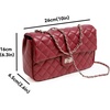 image:imageFEVERSOLE Crossbody Bag Vegan Leather Women Retro Small Saddle Satchel Shoulder Bag Tote With Long Adjustable StrapLarge Red Quilted Vegan Leather With Metal Chain